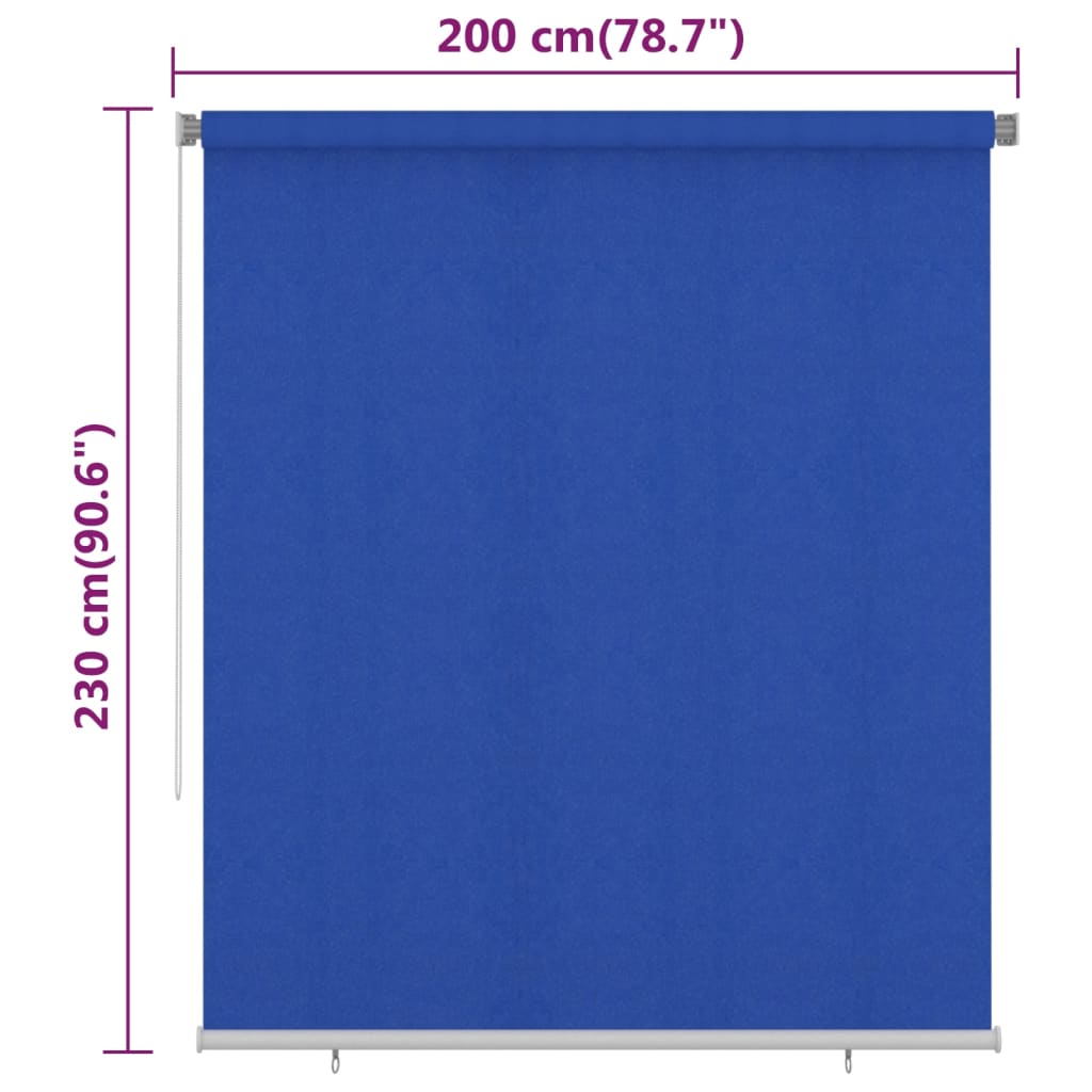 udendørs rullegardin 200x230 cm HDPE blå