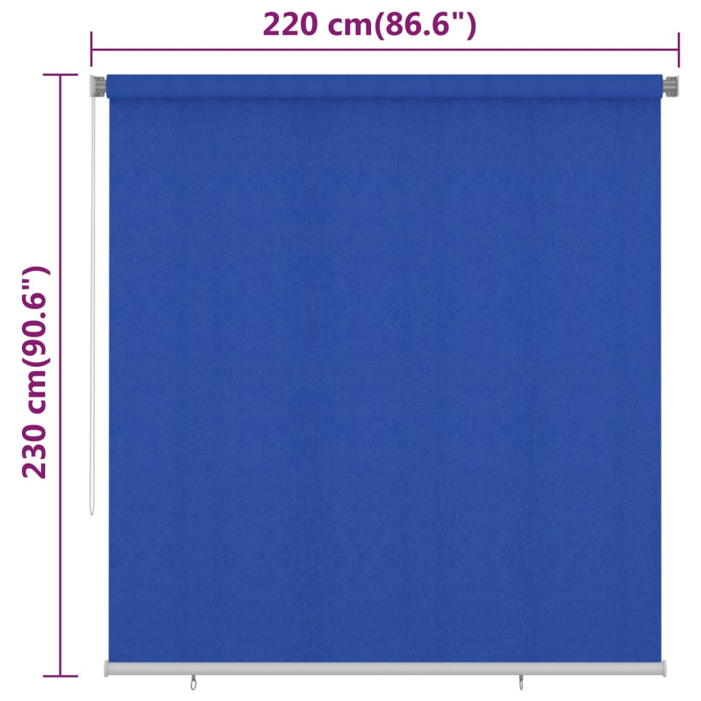udendørs rullegardin 220x230 cm HDPE blå