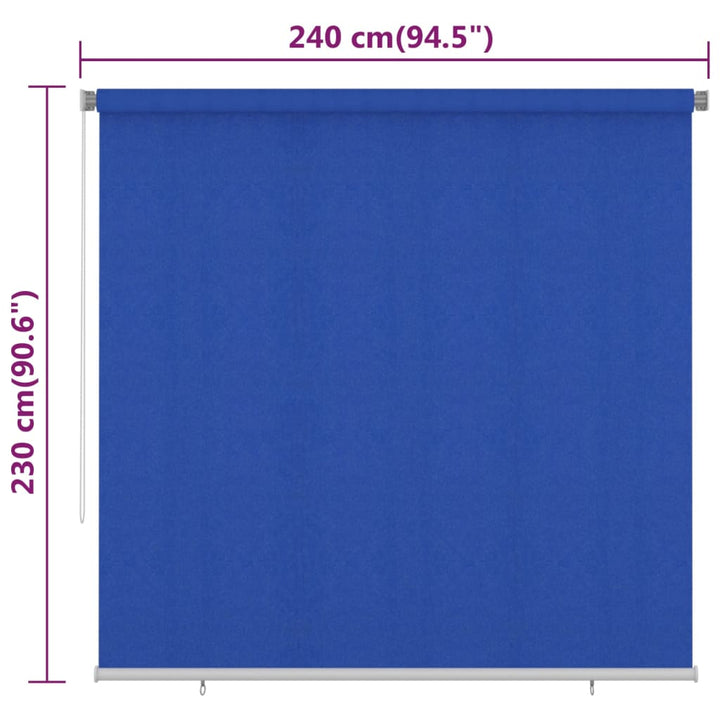 udendørs rullegardin 240x230 cm HDPE blå