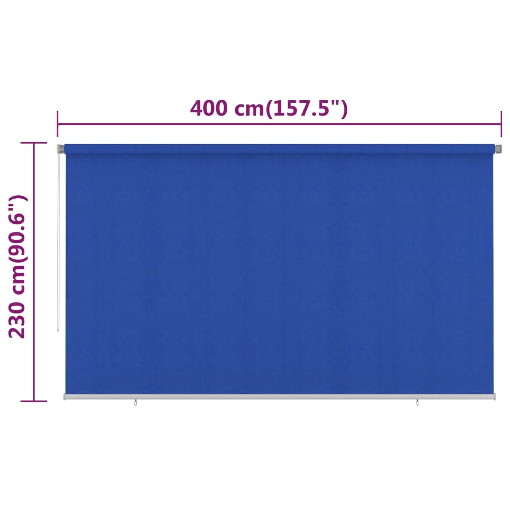 udendørs rullegardin 400x230 cm HDPE blå