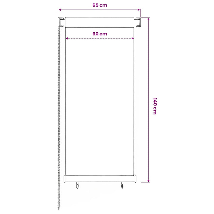 udendørs rullegardin 65 (B) x 140 (H) cm sort