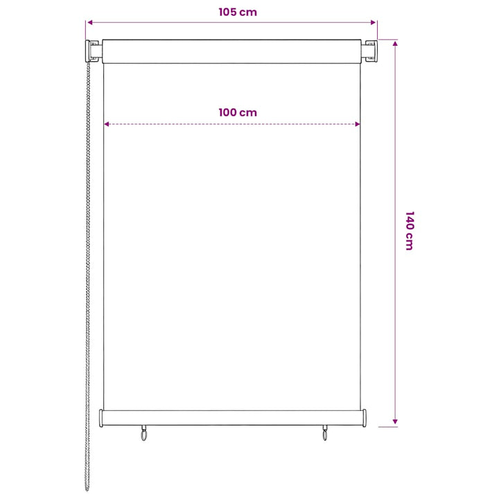 udendørs rullegardin 105 (B) x 140 (H) cm sort
