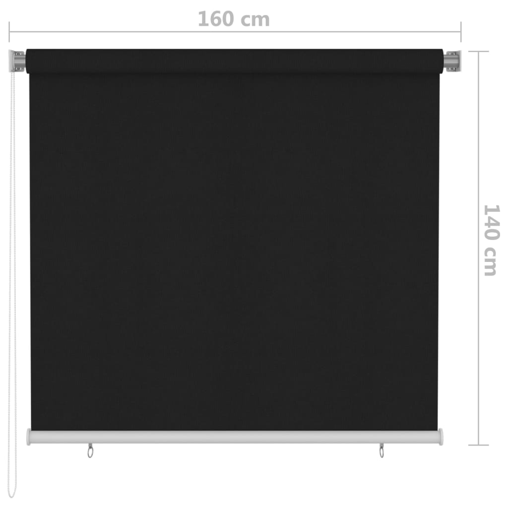 udendørs rullegardin 165 (B) x 140 (H) cm sort