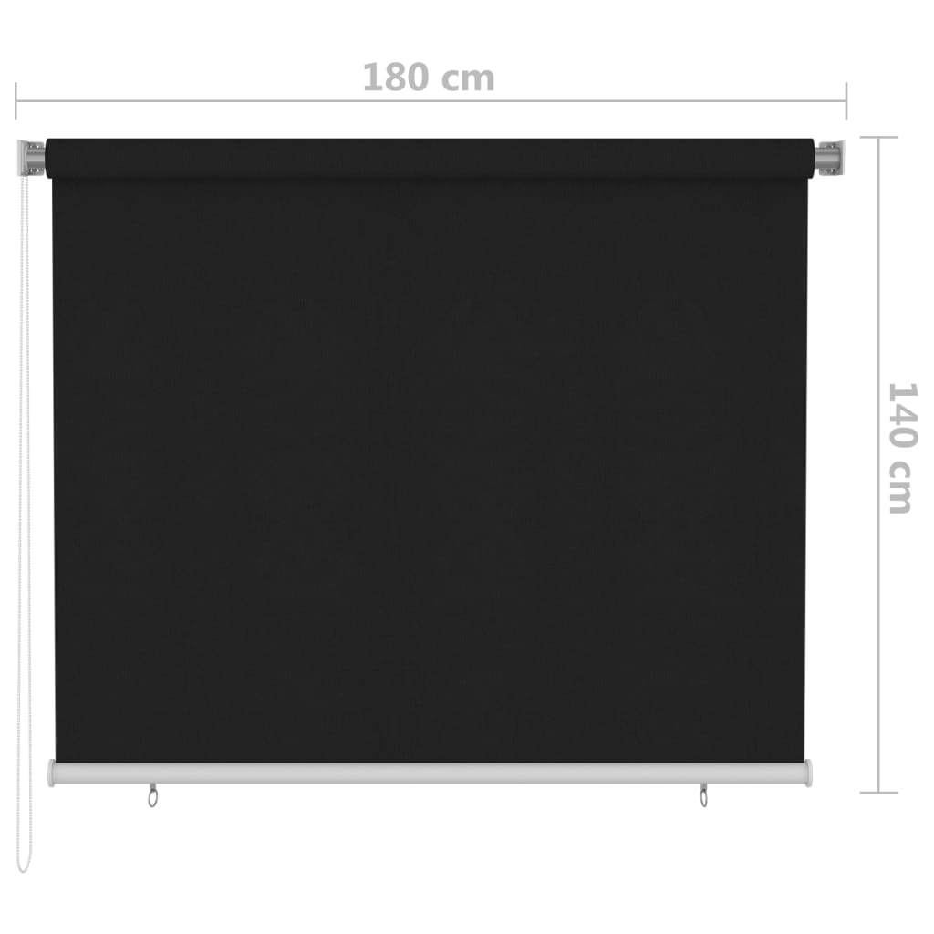 udendørs rullegardin 185 (B) x 140 (H) cm sort