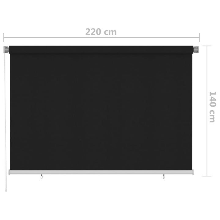 udendørs rullegardin 225 (B) x 140 (H) cm sort