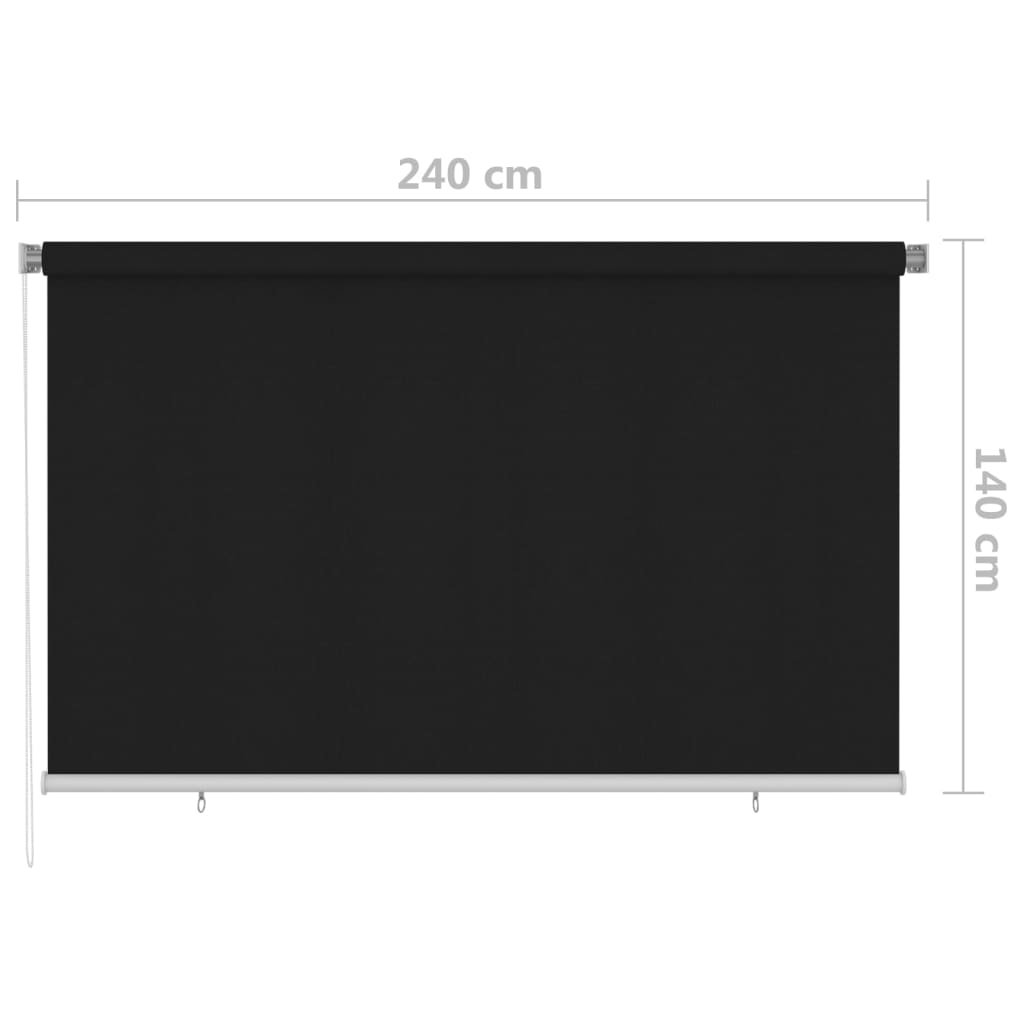 udendørs rullegardin 245 (B) x 140 (H) cm sort
