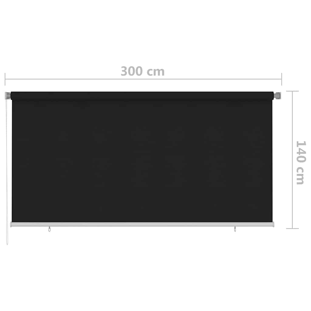 udendørs rullegardin 300 x 140 cm sort