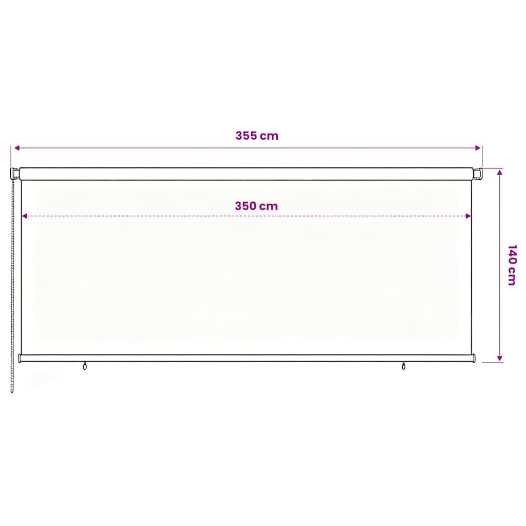 udendørs rullegardin 355 (B) x 140 (H) cm sort