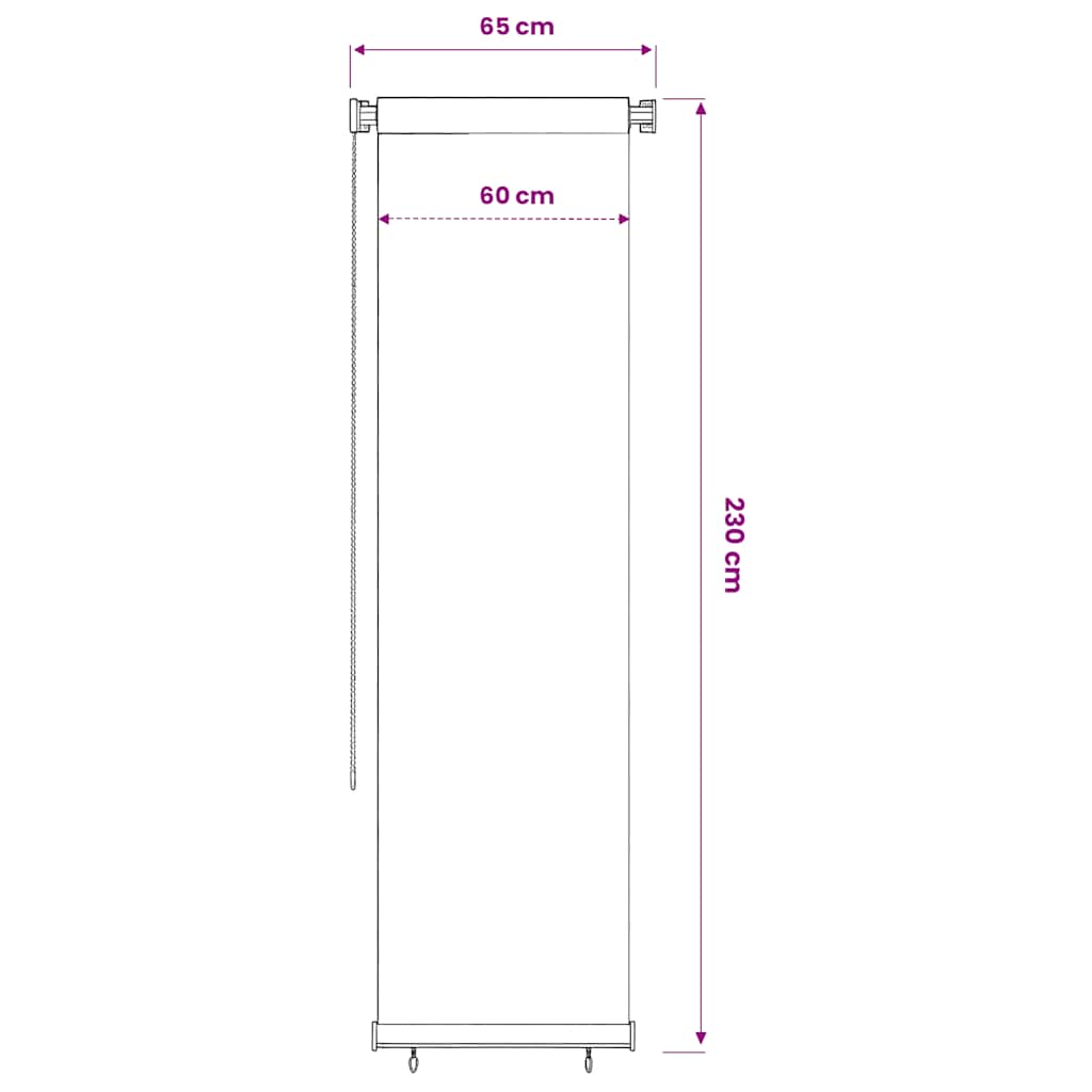 udendørs rullegardin 65 (B) x 230 (H) cm HDPE sort