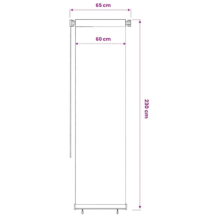 udendørs rullegardin 65 (B) x 230 (H) cm HDPE sort