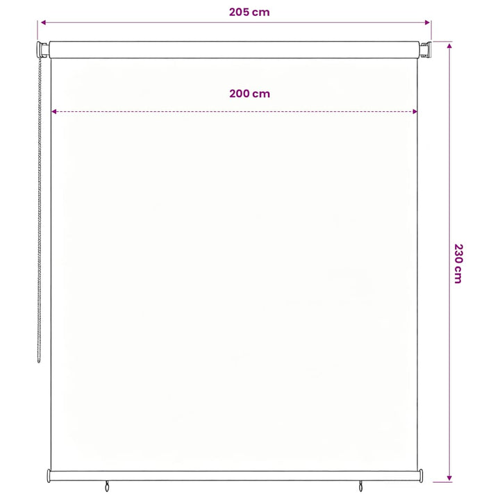 udendørs rullegardin 205 (B) x 230 (H) cm sort