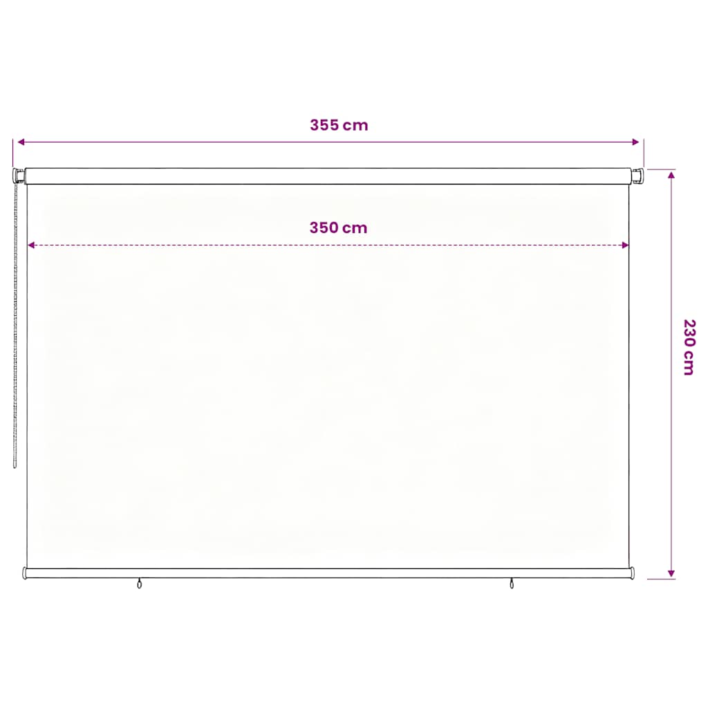 udendørs rullegardin 355 (B) x 230 (H) cm sort