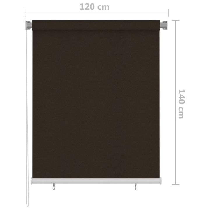 udendørs rullegardin 125 (B) x 140 (H) cm brun