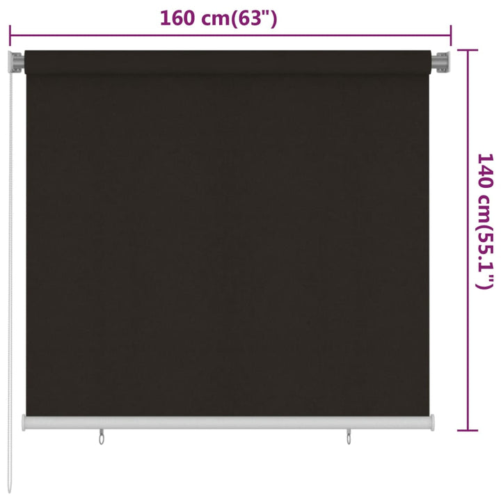 udendørs rullegardin 160x140 cm HDPE brun