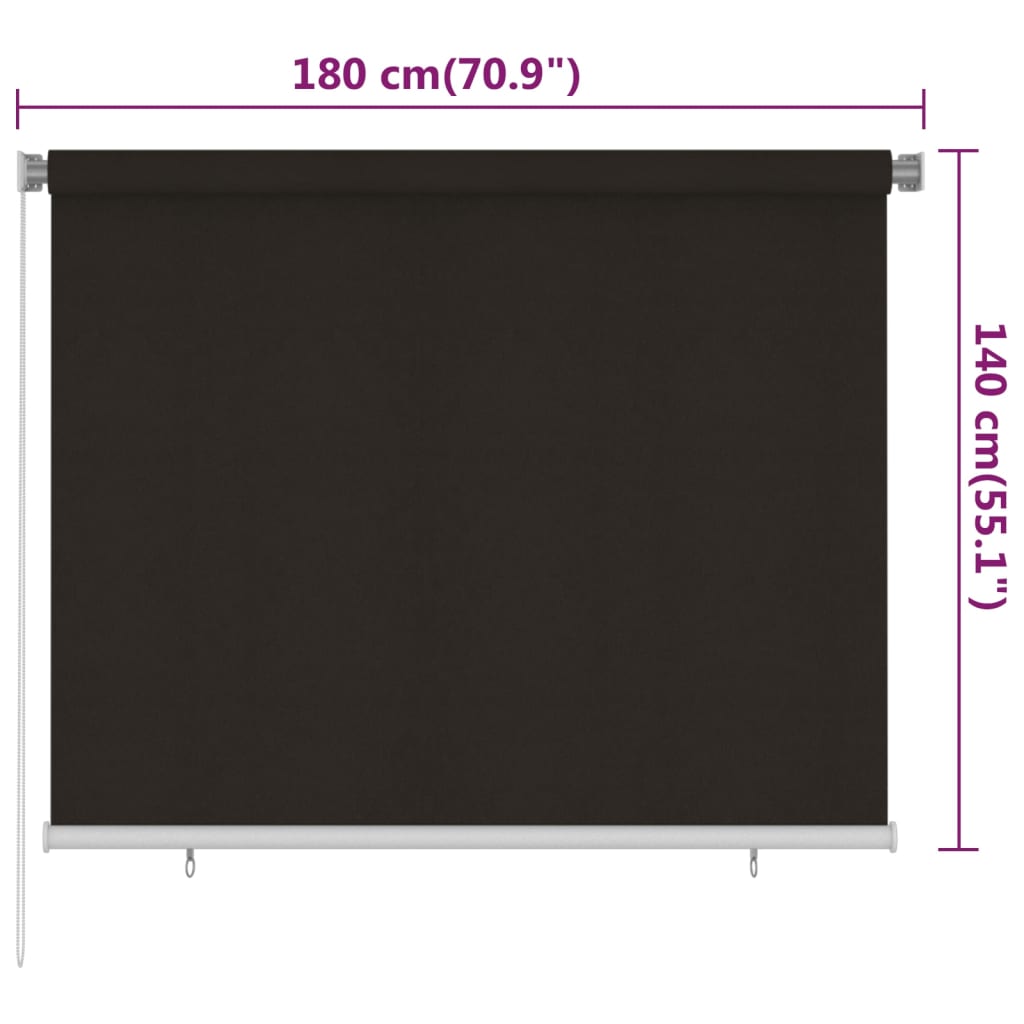 udendørs rullegardin 180x140 cm HDPE brun