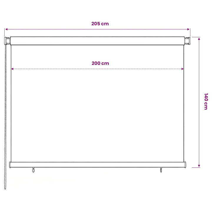 udendørs rullegardin 205 (B) x 140 (H) cm HDPE brun