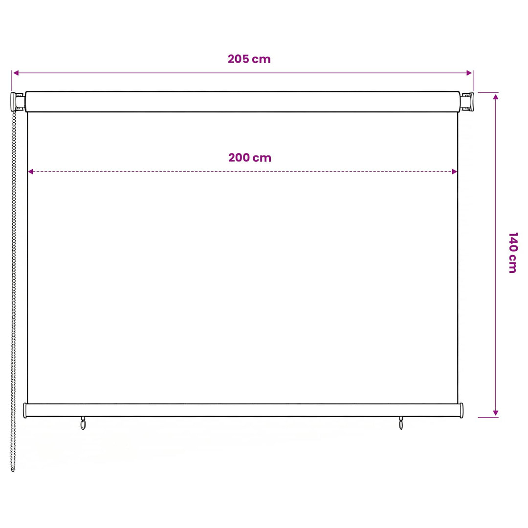 udendørs rullegardin 205 (B) x 140 (H) cm HDPE brun