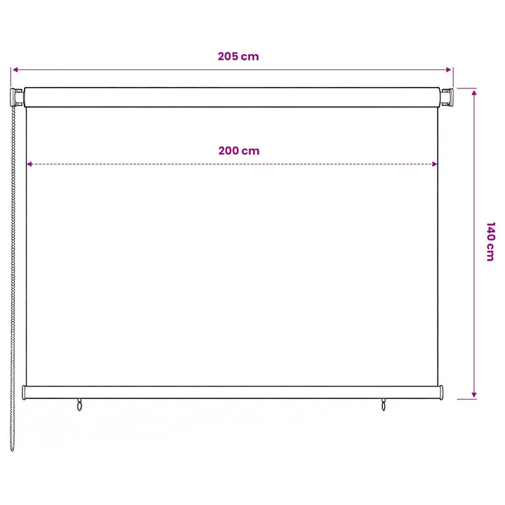 udendørs rullegardin 205 (B) x 140 (H) cm HDPE brun