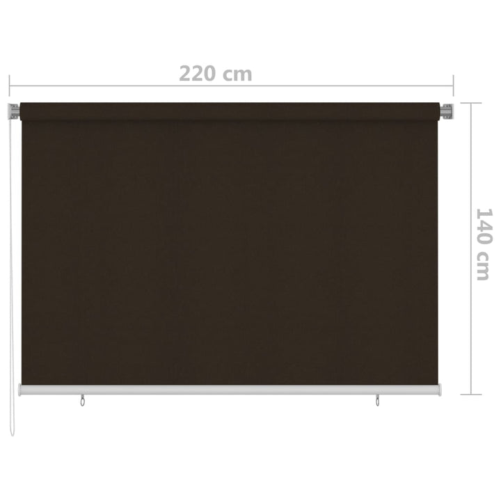 udendørs rullegardin 225 (B) x 140 (H) cm brun