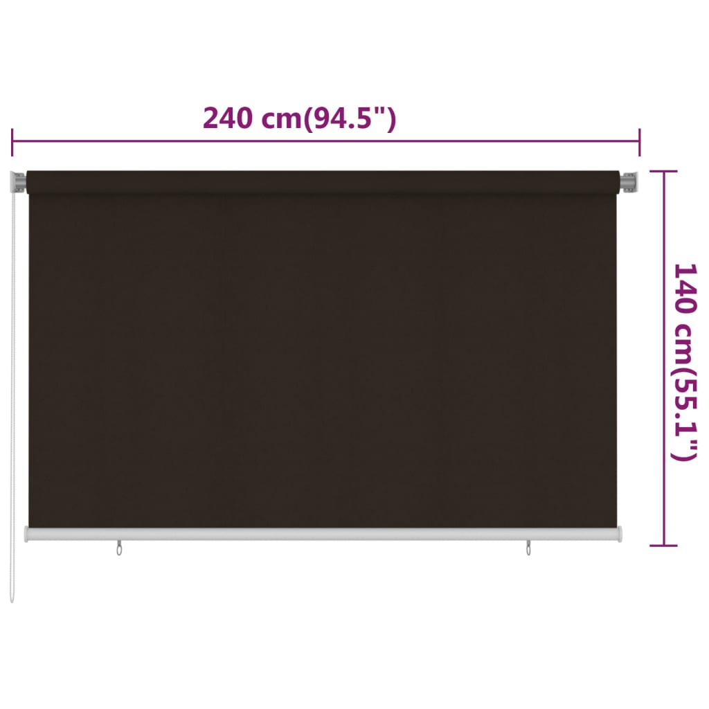 udendørs rullegardin 240x140 cm HDPE brun