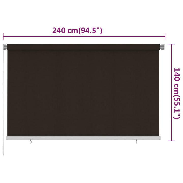 udendørs rullegardin 240x140 cm HDPE brun