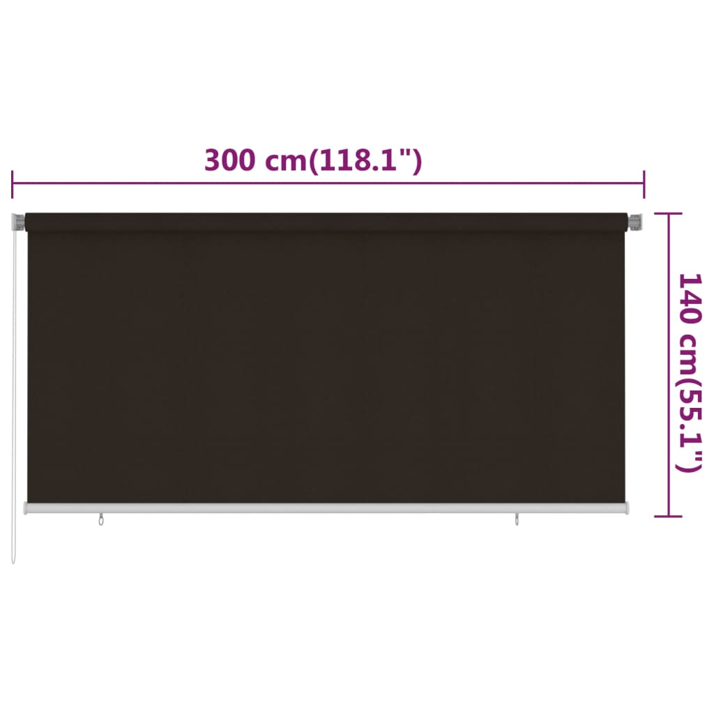udendørs rullegardin 300x140 cm HDPE brun