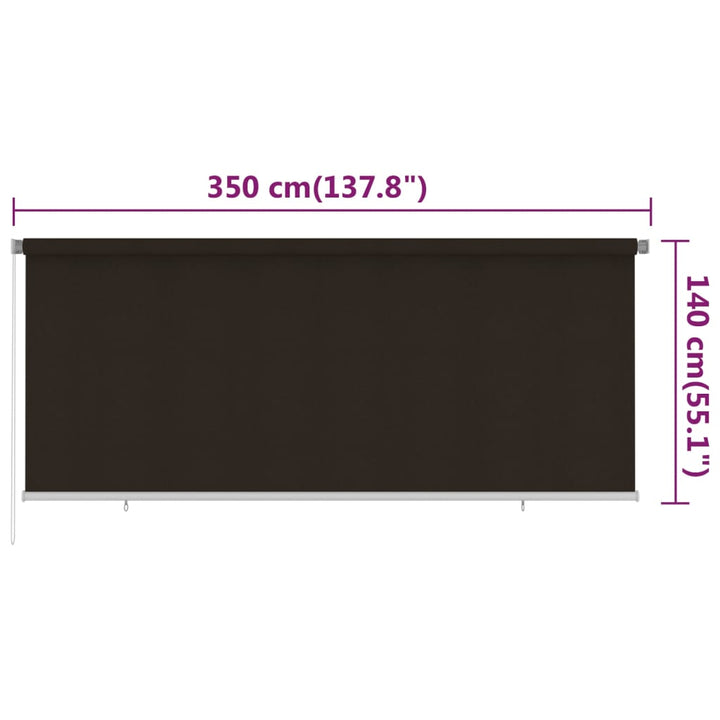 udendørs rullegardin 350x140 cm HDPE brun