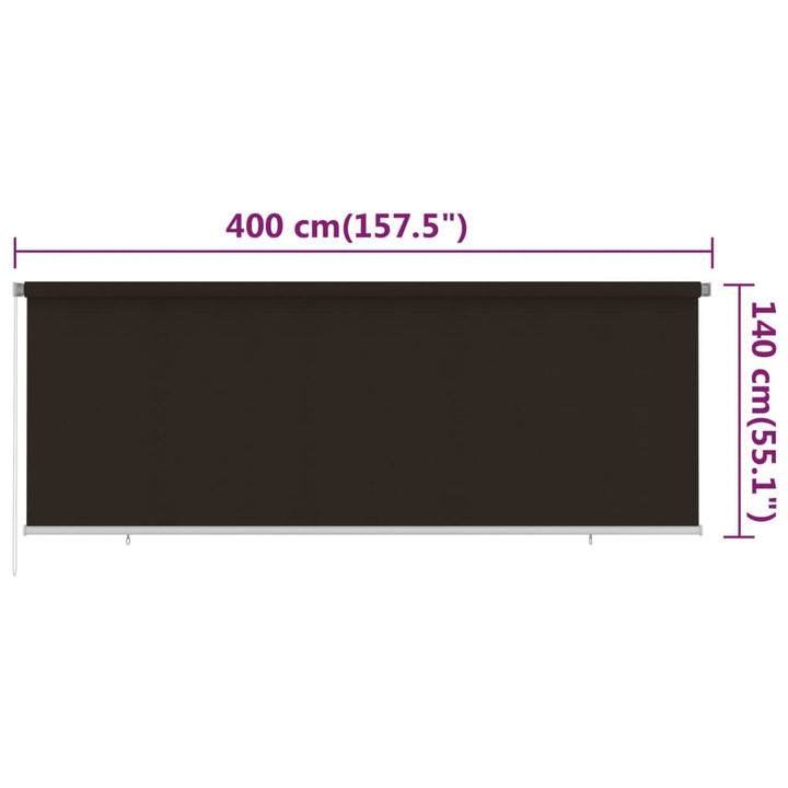 udendørs rullegardin 400x140 cm HDPE brun