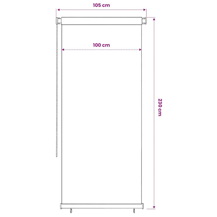 udendørs rullegardin 65 (B) x 230 (H) cm HDPE brun