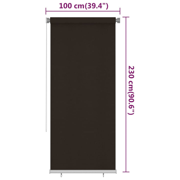 udendørs rullegardin 100x230 cm HDPE brun