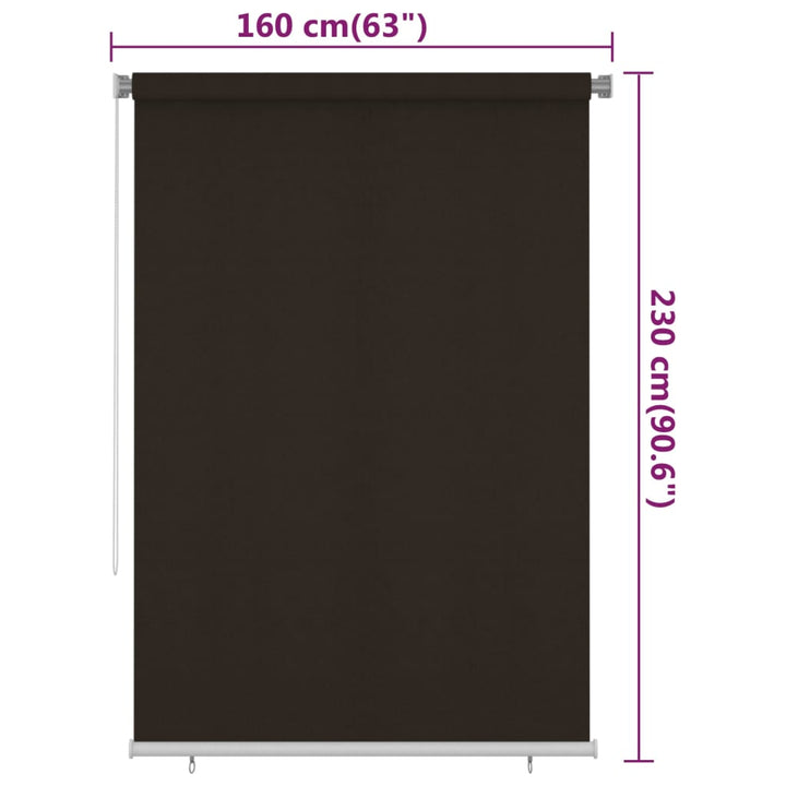 udendørs rullegardin 160x230 cm HDPE brun