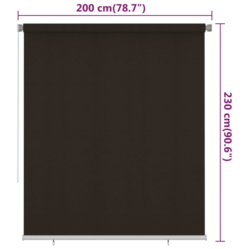 udendørs rullegardin 200x230 cm HDPE brun