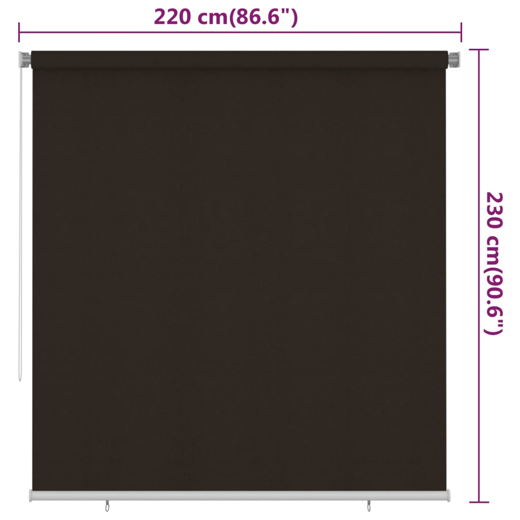 udendørs rullegardin 220x230 cm HDPE brun