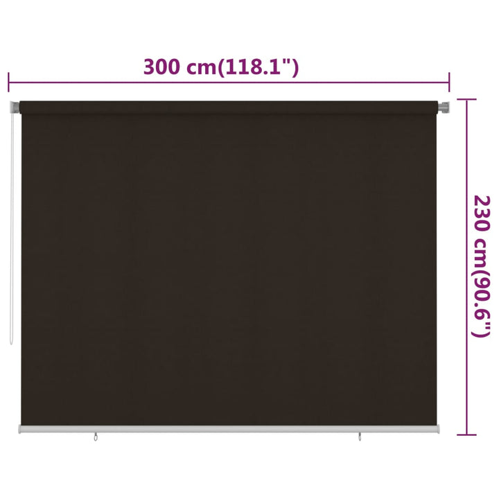 udendørs rullegardin 300x230 cm HDPE brun