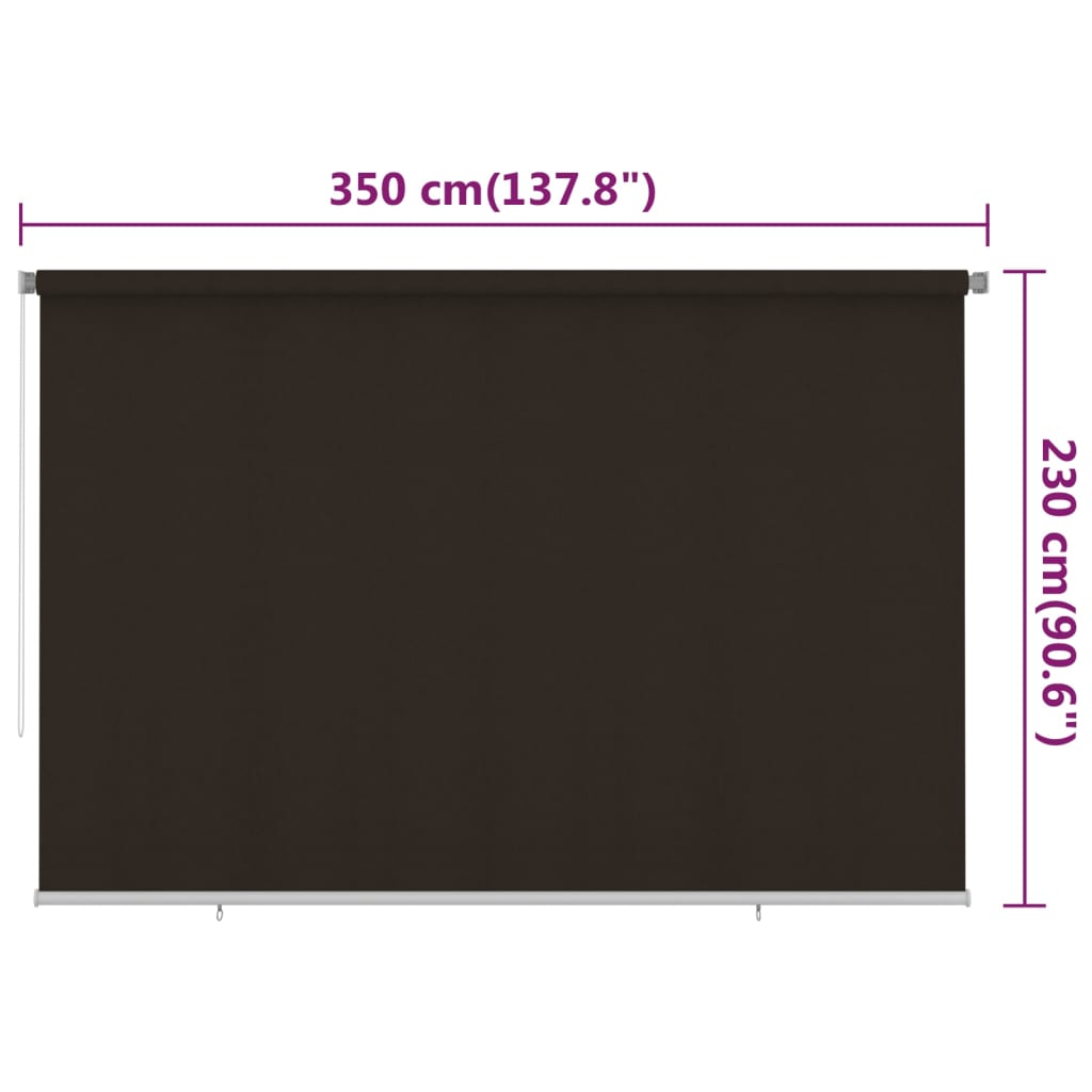 udendørs rullegardin 350x230 cm HDPE brun