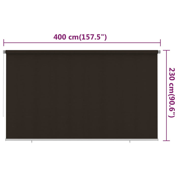 udendørs rullegardin 400x230 cm HDPE brun