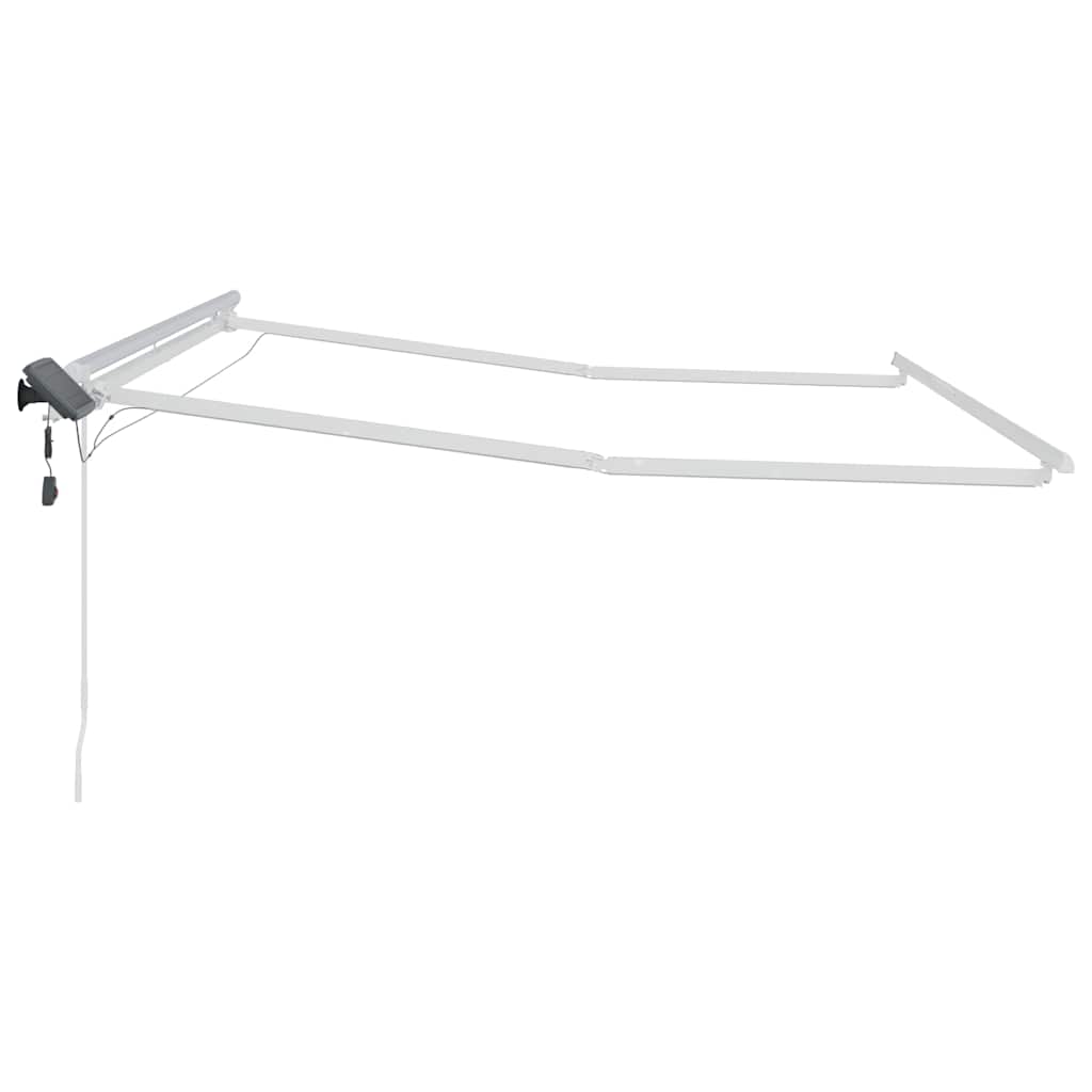 Markiseramme med LED -strimmellys Hvid 350 x 250 cm Aluminium