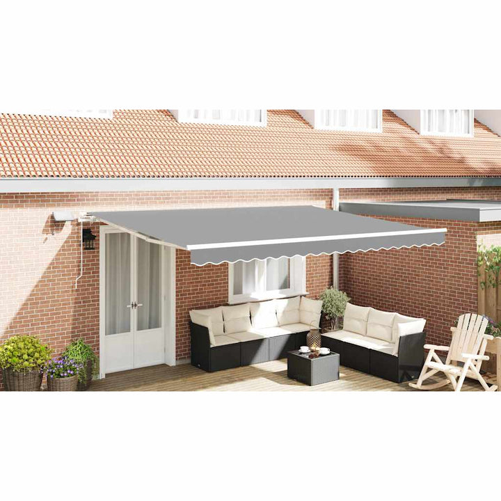 Markiseramme med LED -strimmellys Hvid 450 × 300 cm Aluminium