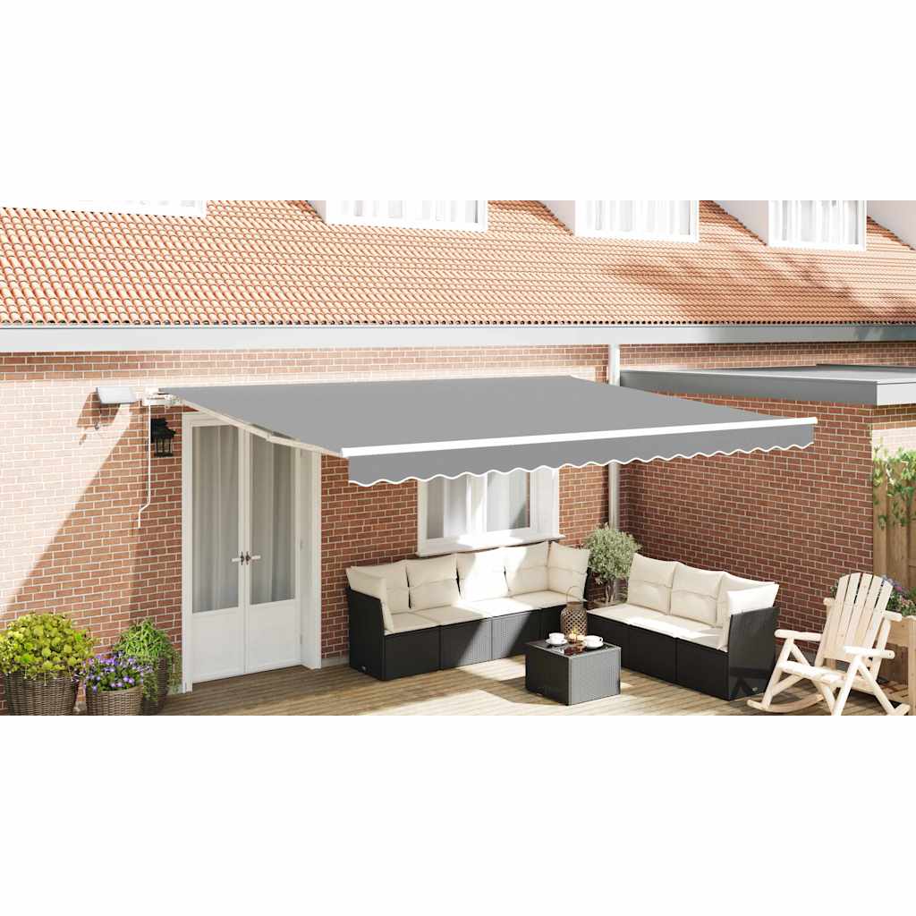 Markiseramme med LED -strimmellys Hvid 500 × 300 cm Aluminium