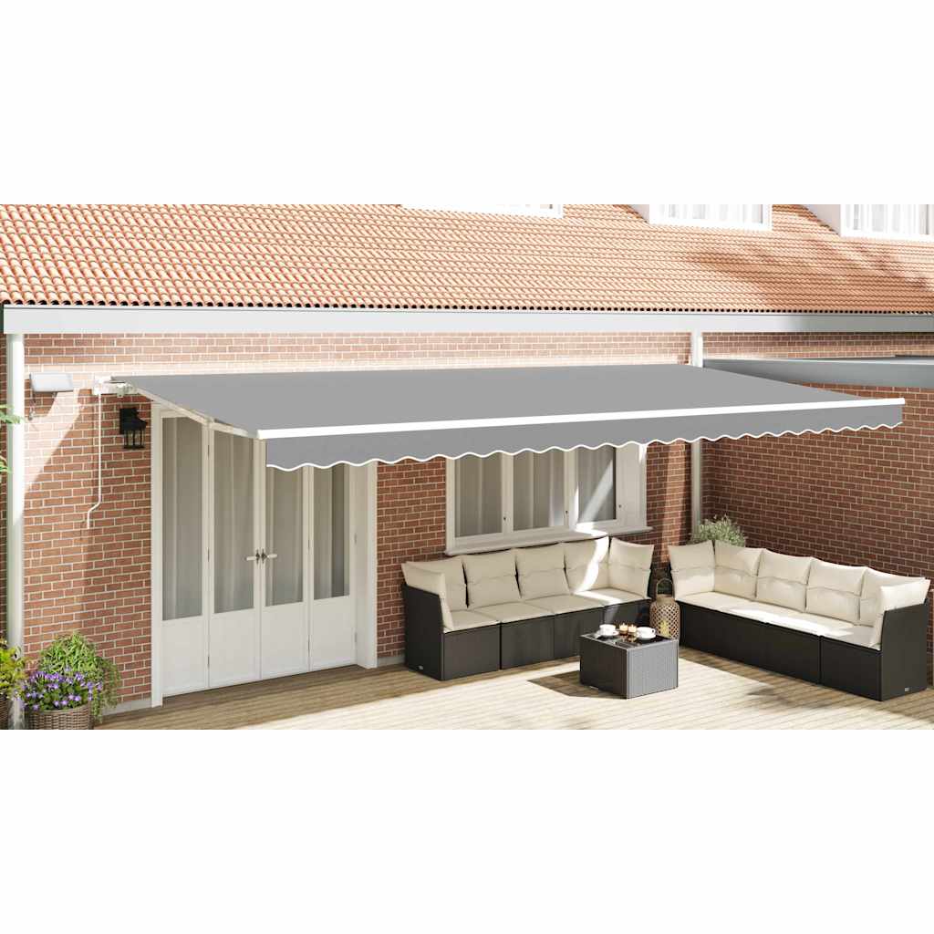 Markiseramme med LED -strimmellys Hvid 600 × 300 cm Aluminium