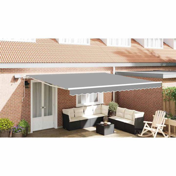 Markiseramme med LED -strimmellys Hvid 400 × 350 cm Aluminium