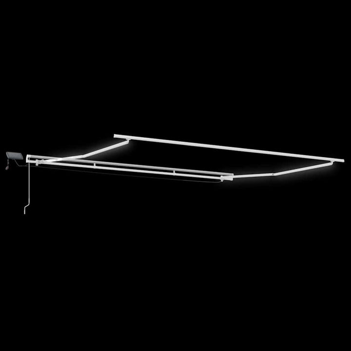 Markiseramme med LED -strimmellys Hvid 450 × 350 cm Aluminium