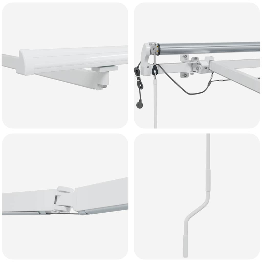 Markiseramme med LED -strimmellys Hvid 400 × 300 cm Aluminium