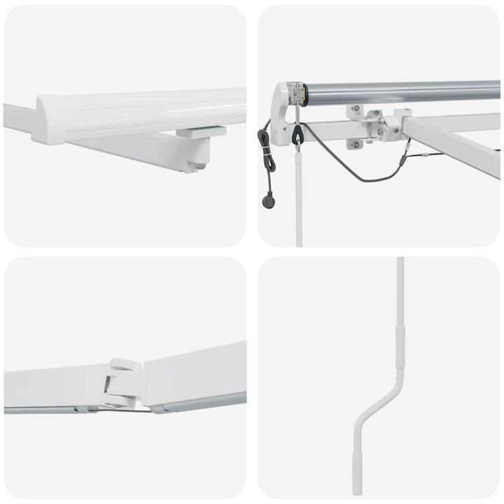 Markiseramme med LED -strimmellys Hvid 400 × 300 cm Aluminium
