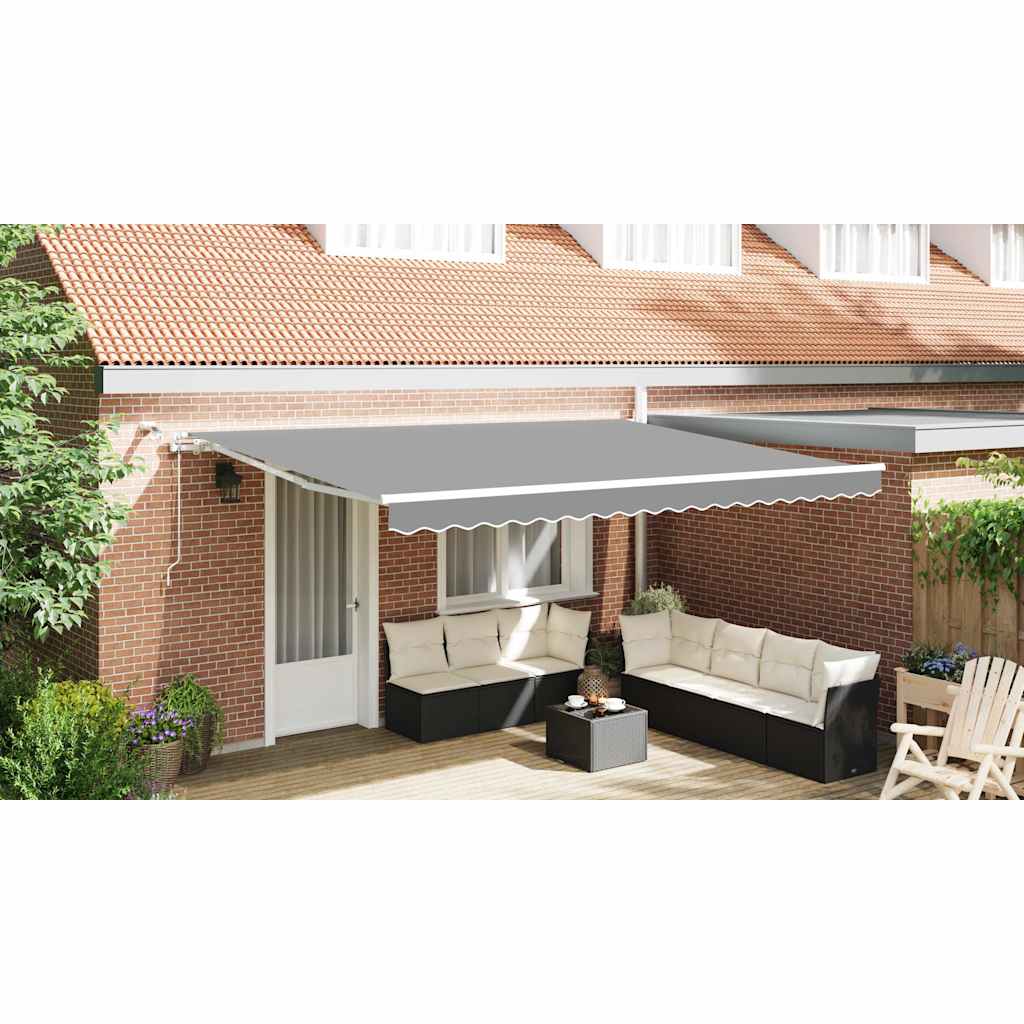 Markiseramme med LED -strimmellys Hvid 450 × 300 cm Aluminium