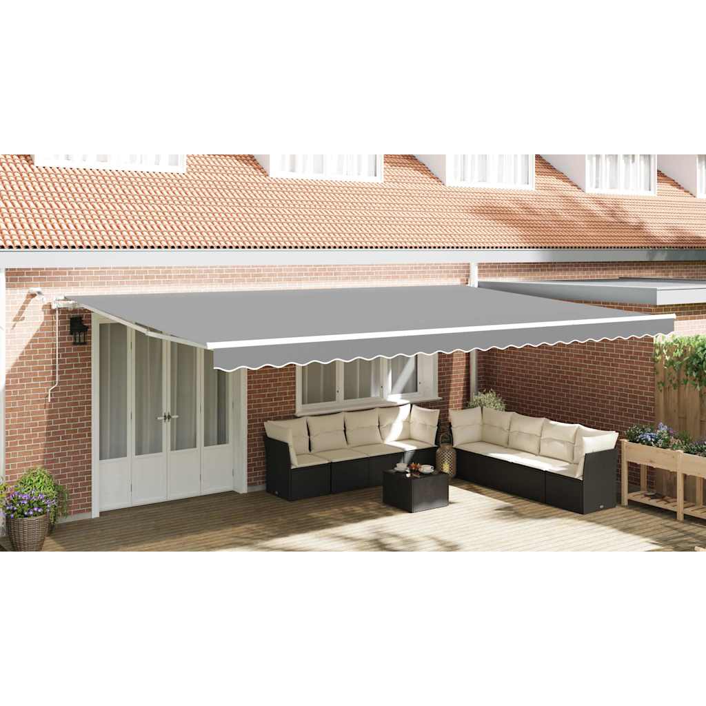 Markiseramme med LED -strimmellys Hvid 600 × 300 cm Aluminium