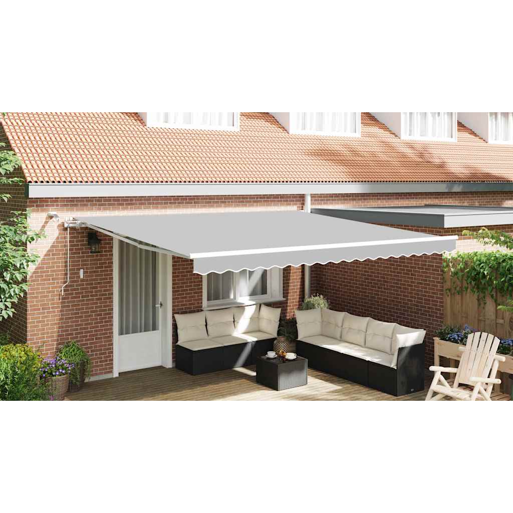 Markiseramme med LED -strimmellys Hvid 400 × 350 cm Aluminium