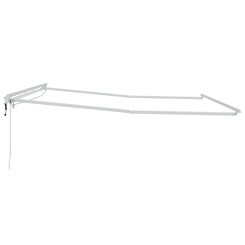Markiseramme med LED -strimmellys Hvid 450 × 350 cm Aluminium