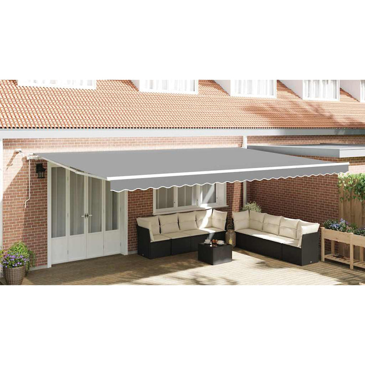 Markiseramme med LED -strimmellys Hvid 600 × 350 cm Aluminium