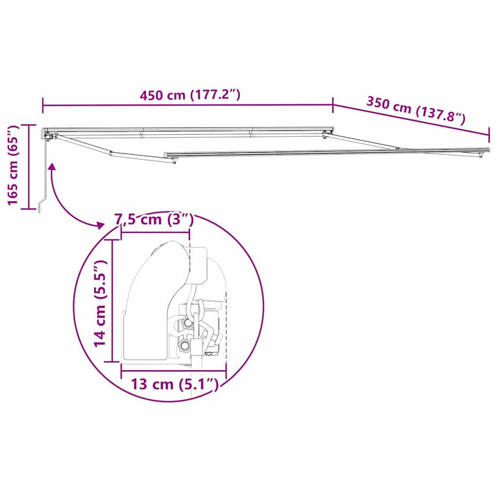 Markiseramme Antracit 450 × 350 cm Aluminium